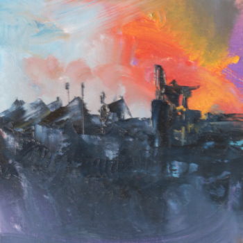 Pittura intitolato "Ciel du Nord 4" da Shelleigh Ocio, Opera d'arte originale, Olio