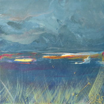 Malerei mit dem Titel "The moon in the Dun…" von Shelleigh Ocio, Original-Kunstwerk, Öl