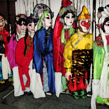 Цифровое искусство под названием "Chinesische Puppens…" - Hermann Bauer, Подлинное произведение искусства, Цифровая живопись