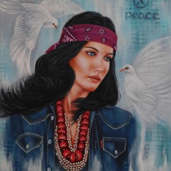 Картина под названием ""Peace"" - Shena Ajuelos, Подлинное произведение искусства, Масло