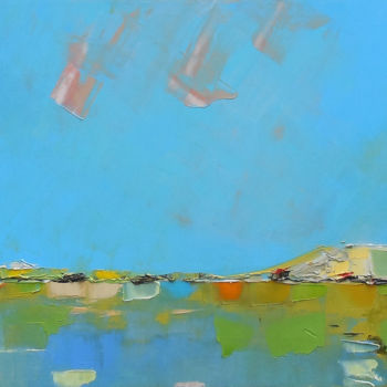 Malerei mit dem Titel "Lake Paliastomi" von Andria Shengelia, Original-Kunstwerk, Öl