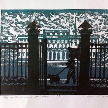 Printmaking titled "Вид из Летнего сада…" by Andrey Shepel, Original Artwork, Linocuts