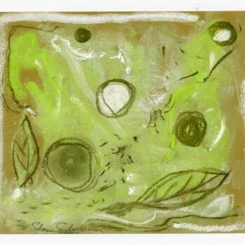 Dibujo titulada "Green Dots" por Sherri Silverman, Obra de arte original, Pastel