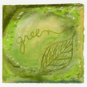 Zeichnungen mit dem Titel "Green Leaf" von Sherri Silverman, Original-Kunstwerk, Pastell
