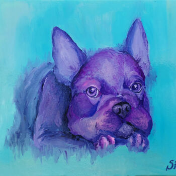 Peinture intitulée "French bulldog. Swe…" par Shery Riccu, Œuvre d'art originale, Huile Monté sur Châssis en bois
