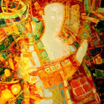 Painting titled "Дама с камельями" by Vladimir Shevardin, Original Artwork, Oil