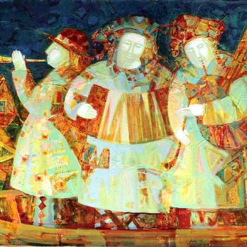 Peinture intitulée "Музыканты" par Vladimir Shevardin, Œuvre d'art originale, Huile