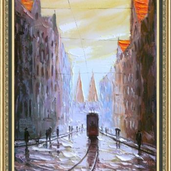 Картина под названием "Городская улочка" - Андрей Шевченко, Подлинное произведение искусства, Масло