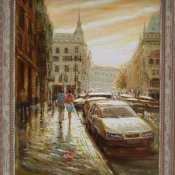 Картина под названием "Прогулка городом" - Андрей Шевченко, Подлинное произведение искусства
