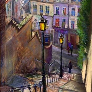 Картина под названием "Paris Montmartre" - Yuriy Shevchuk, Подлинное произведение искусства, Пастель