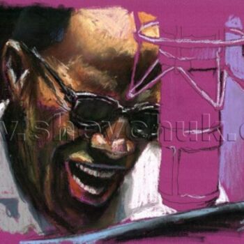 Zeichnungen mit dem Titel "Jazz Ray Charles" von Yuriy Shevchuk, Original-Kunstwerk, Pastell