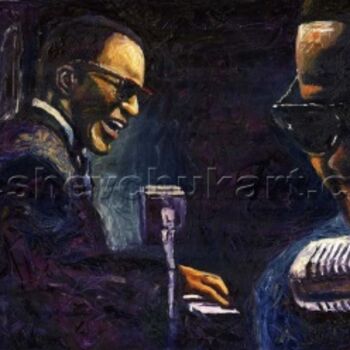 Painting titled "Jazz Ray Charles 01" by Yuriy Shevchuk, Original Artwork, Oil