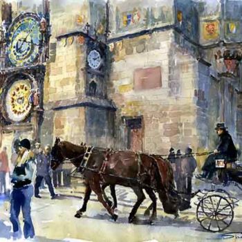 Peinture intitulée "Prague Old Town Squ…" par Yuriy Shevchuk, Œuvre d'art originale, Huile