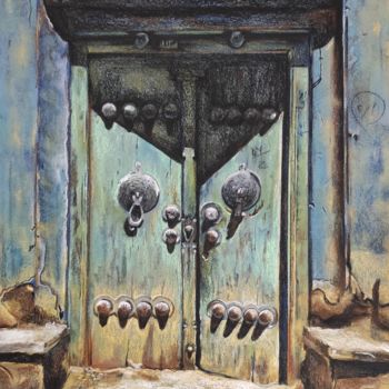 Malerei mit dem Titel "La porte" von Farkhondeh Sheibanikia (Farah), Original-Kunstwerk, Pastell