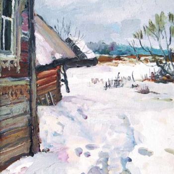 Картина под названием "Зимний день в с.Дав…" - Василий Шиханов, Подлинное произведение искусства