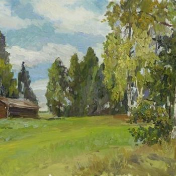 Pintura intitulada "Лето полдень х.м. 6…" por Vasilii Shikhanov, Obras de arte originais