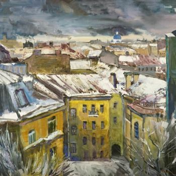 Painting titled "Ночь, вид на Троицк…" by Vasilii Shikhanov, Original Artwork