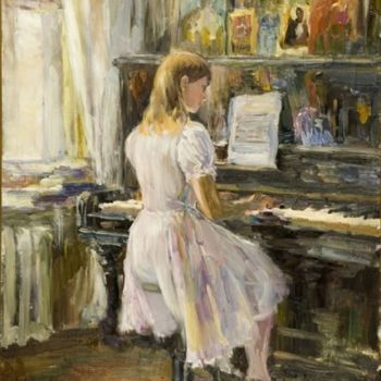Schilderij getiteld "Пианистка" door Vasilii Shikhanov, Origineel Kunstwerk