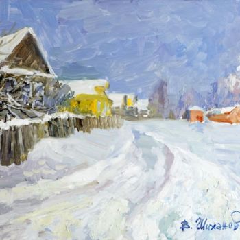Pintura intitulada "Зимние сумерки" por Vasilii Shikhanov, Obras de arte originais