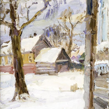 Painting titled "Зимний день" by Vasilii Shikhanov, Original Artwork