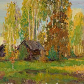 Malerei mit dem Titel "Баньки в деревне Зм…" von Vasilii Shikhanov, Original-Kunstwerk