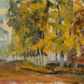 Pintura titulada "Осень на Которосльн…" por Vasilii Shikhanov, Obra de arte original
