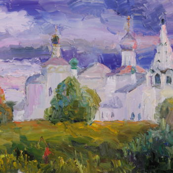 Painting titled "Тревожный вечер" by Vasilii Shikhanov, Original Artwork, Oil