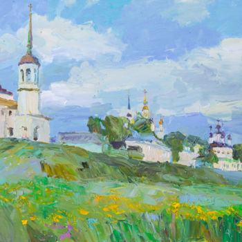 Painting titled ""Церкви Великого Ус…" by Vasilii Shikhanov, Original Artwork, Oil