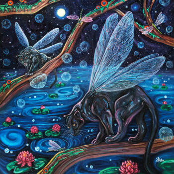 Картина под названием "If I were a Dragonf…" - Jessica Shilling, Подлинное произведение искусства, Масло