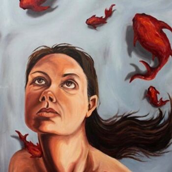 Painting titled "mind fluid." by Shima Ghasemi, Original Artwork, Oil