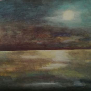 Painting titled "Atardecer tormentoso" by Mercedes Gordo, Original Artwork, Oil Mounted on Wood Panel