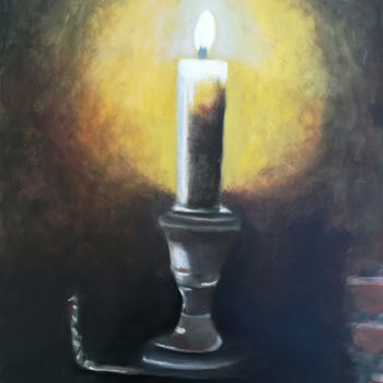 Peinture intitulée "Estamos a dos velas" par Mercedes Gordo, Œuvre d'art originale, Huile Monté sur Panneau de bois
