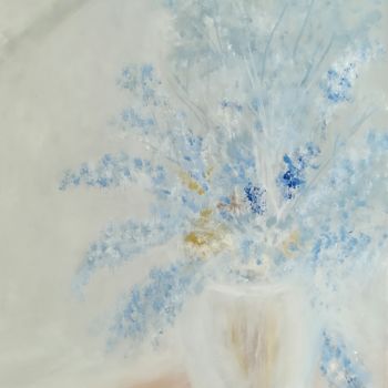 Painting titled "Azules en cristal" by Mercedes Gordo, Original Artwork, Oil