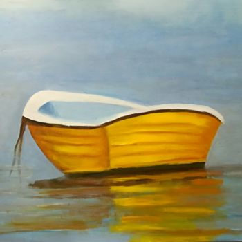 Peinture intitulée "La barca abandonada" par Mercedes Gordo, Œuvre d'art originale, Huile