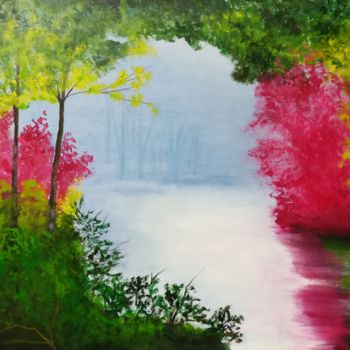 Pintura titulada "Purple Forest" por Mercedes Gordo, Obra de arte original, Oleo