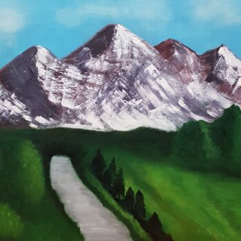 Peinture intitulée "Majestic Mountains" par Mercedes Gordo, Œuvre d'art originale, Huile