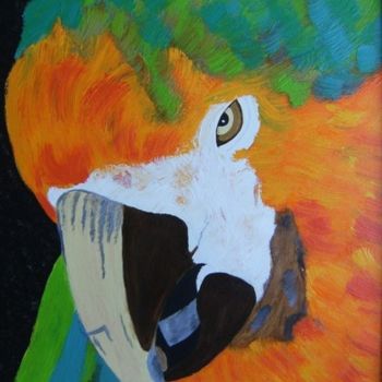 Peinture intitulée "perroquet" par Anastine Création, Œuvre d'art originale