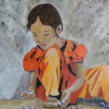 Painting titled "salomé (petite fill…" by Anastine Création, Original Artwork