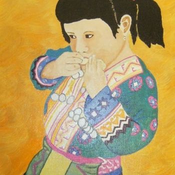 Painting titled "petite fille chinoi…" by Anastine Création, Original Artwork