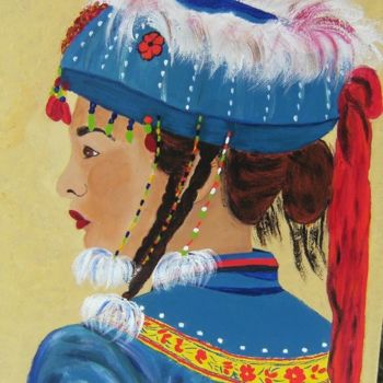 Pintura intitulada "chinoise de guilin" por Anastine Création, Obras de arte originais