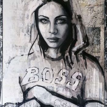 Pittura intitolato "BOSS" da Shirin Donia, Opera d'arte originale, Acrilico Montato su Pannello di legno