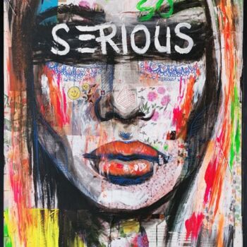Painting titled "SERIOUS" by Shirin Donia, Original Artwork, Acrylic Mounted on Wood Panel