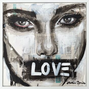 Malerei mit dem Titel "LOVE 3" von Shirin Donia, Original-Kunstwerk, Collagen