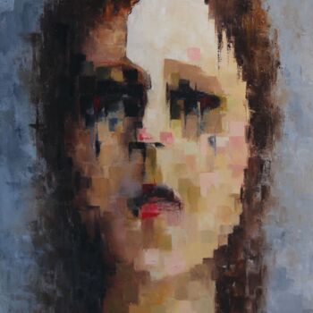 Картина под названием "Grieving" - Shirin Moin Vaziri, Подлинное произведение искусства, Масло