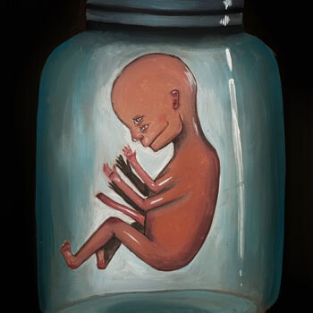Malerei mit dem Titel "Embryo in a Jar" von Shiritaki, Original-Kunstwerk, Gouache