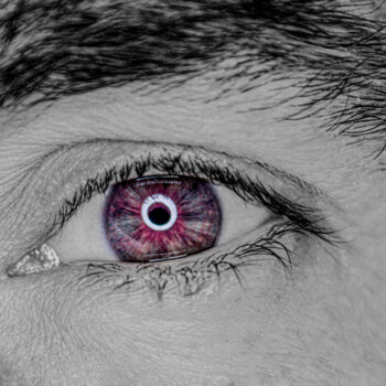 Photographie intitulée "Purple eye  (Macro)" par Shiro Lilium Art, Œuvre d'art originale, Photographie numérique