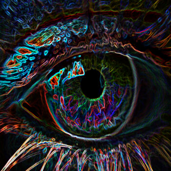 Фотография под названием "Neon Eye" - Shiro Lilium Art, Подлинное произведение искусства, Манипулированная фотография