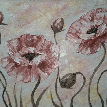 Painting titled "Delicate poppies" by Tatiana Shirova, Original Artwork, Oil