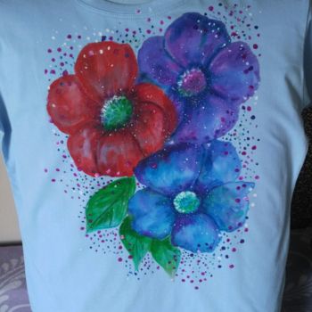 Textielkunst getiteld "T-shirt painting. S…" door Tatiana Shirova, Origineel Kunstwerk, Acryl
