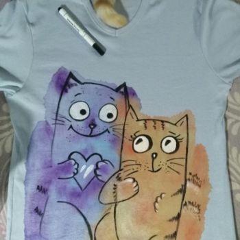 제목이 "Painting t-shirts.…"인 섬유 예술 Tatiana Shirova로, 원작, 아크릴